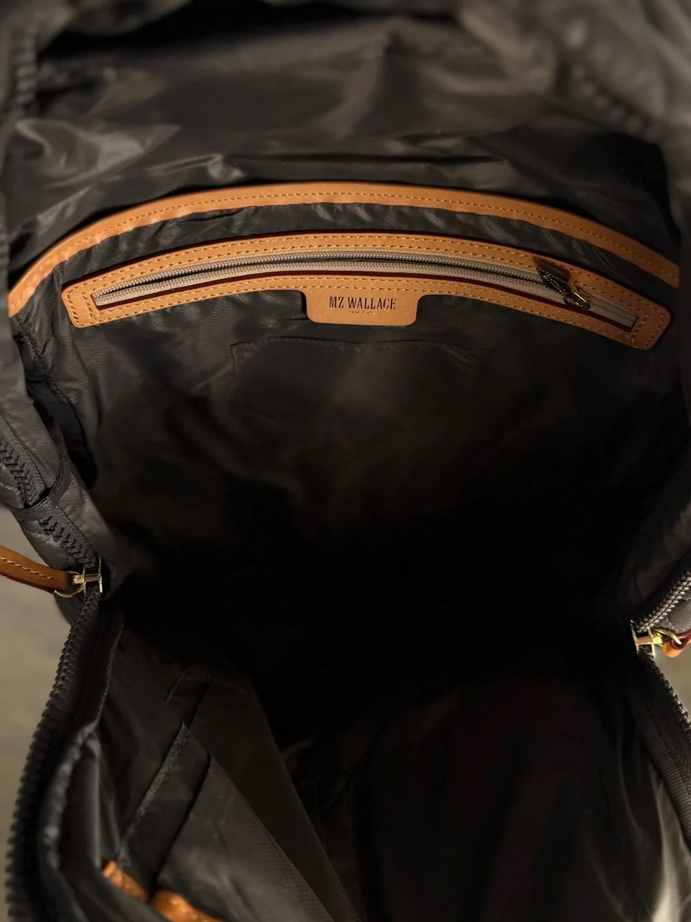 MZ Wallace Quilted Backpack with Tan Accents